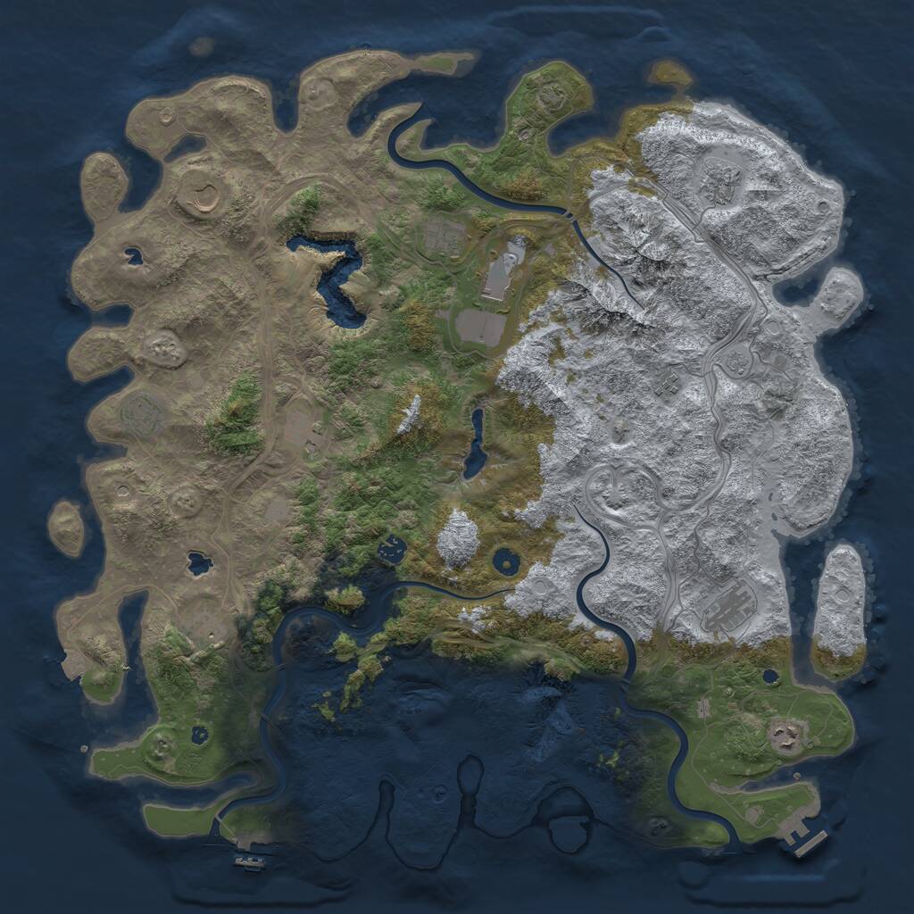 Rust Map: Procedural Map, Size: 5000, Seed: 54068049, 17 Monuments