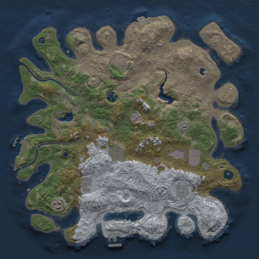 Rust Map: Procedural Map, Size: 4000, Seed: 755972, 14 Monuments