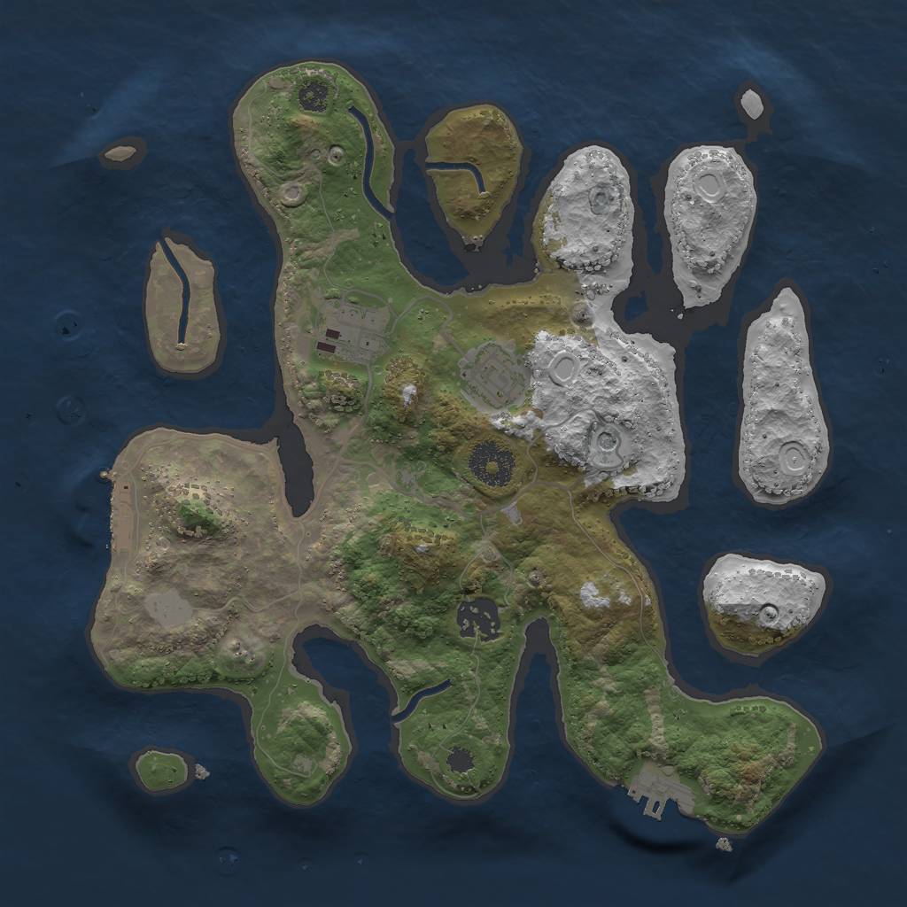 Rust Map: Procedural Map, Size: 3000, Seed: 573580, 11 Monuments
