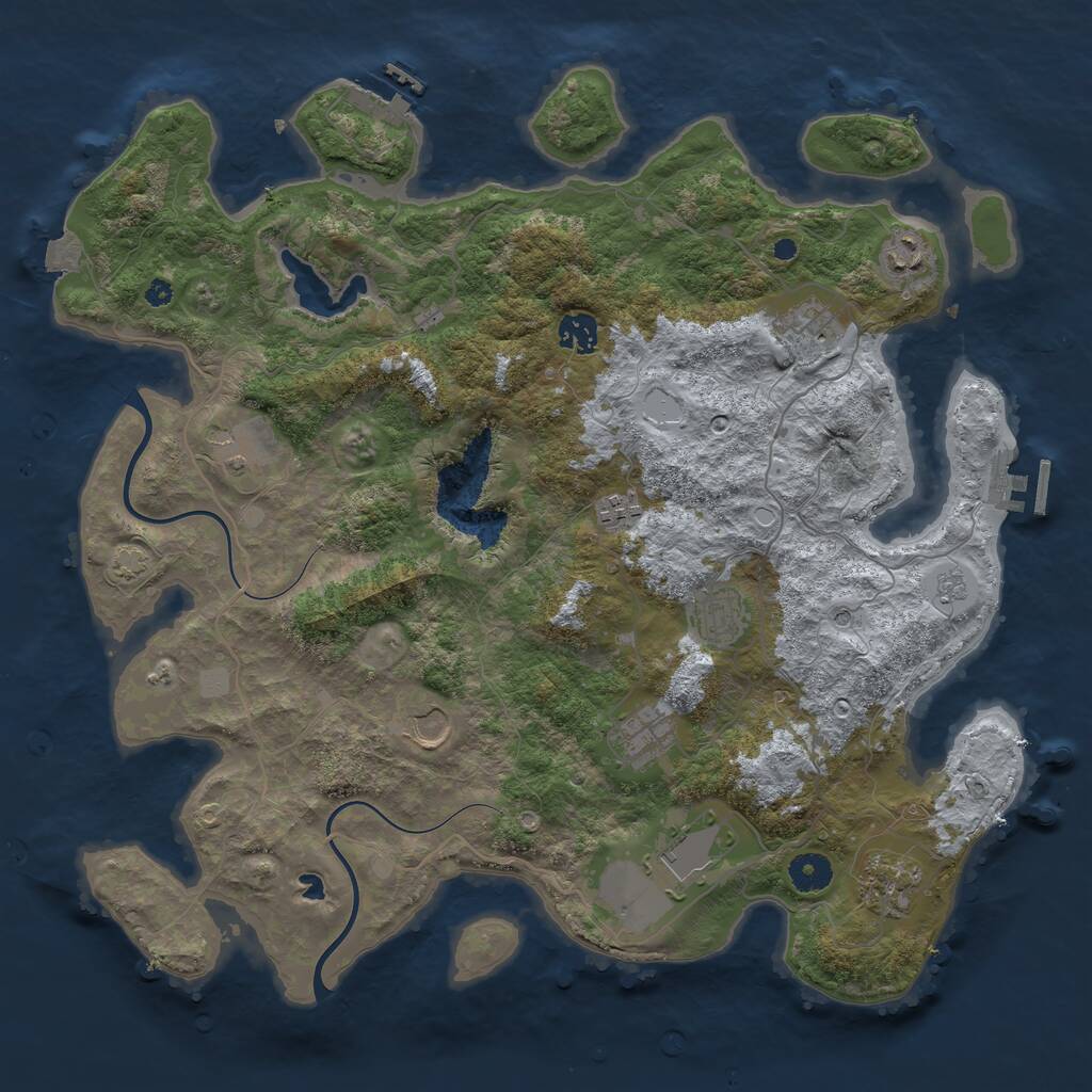 Rust Map: Procedural Map, Size: 4000, Seed: 219979, 16 Monuments
