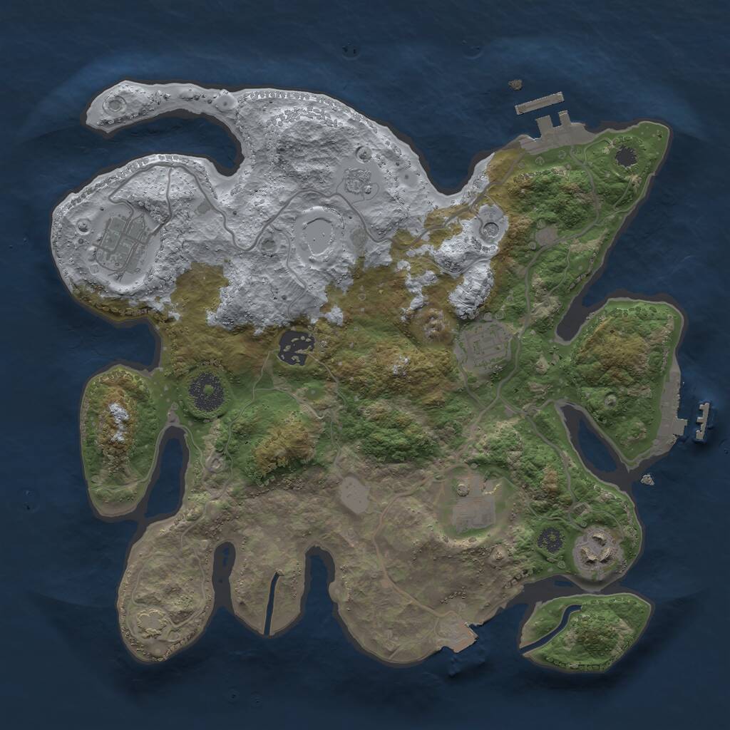 Rust Map: Procedural Map, Size: 3000, Seed: 420002, 11 Monuments