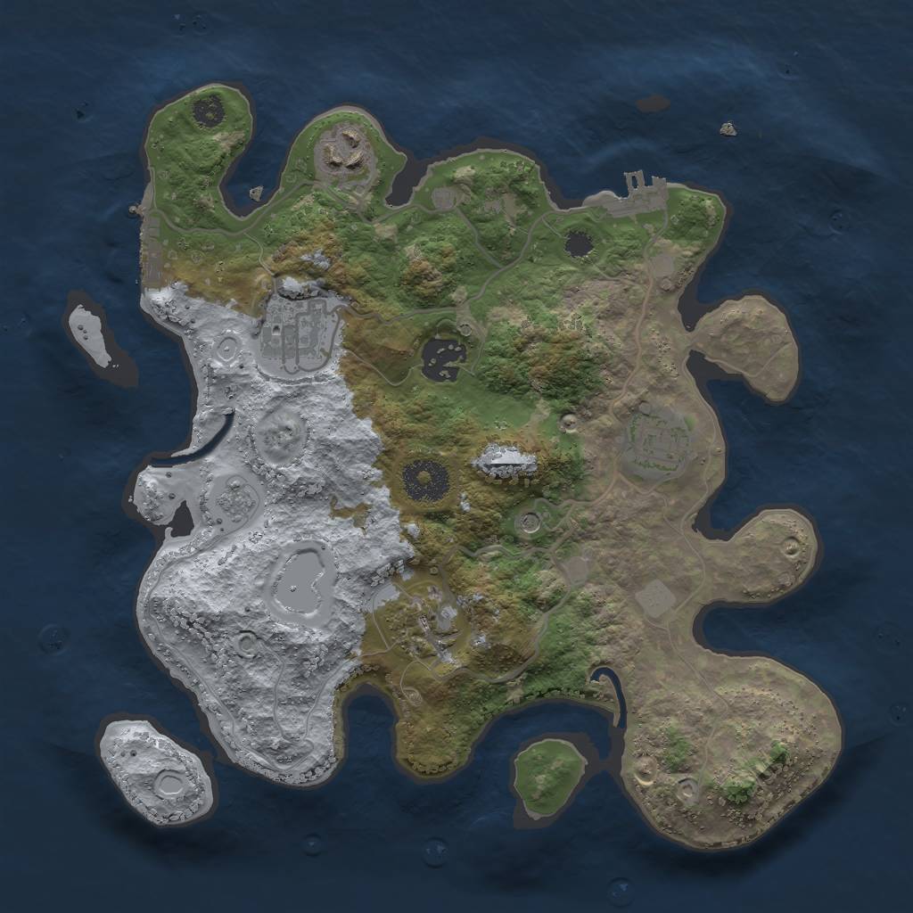 Rust Map: Procedural Map, Size: 3000, Seed: 126717, 12 Monuments