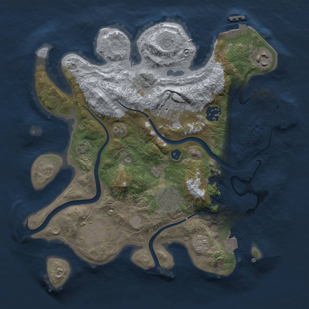 Rust Map: Procedural Map, Size: 3000, Seed: 1047086558, 12 Monuments