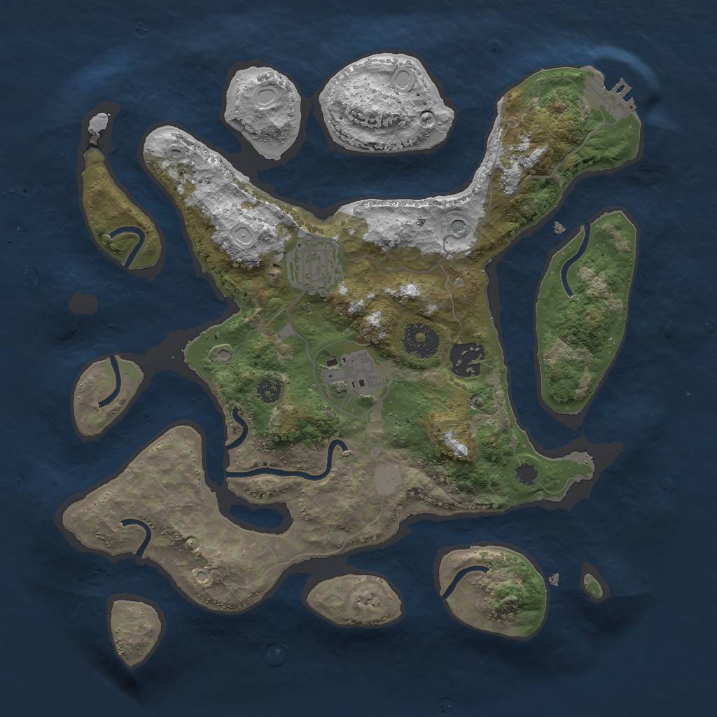 Rust Map: Procedural Map, Size: 3000, Seed: 1047086558, 10 Monuments