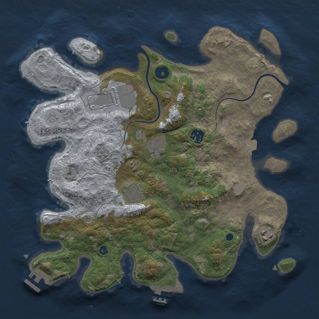 Rust Map: Procedural Map, Size: 3550, Seed: 595127, 12 Monuments