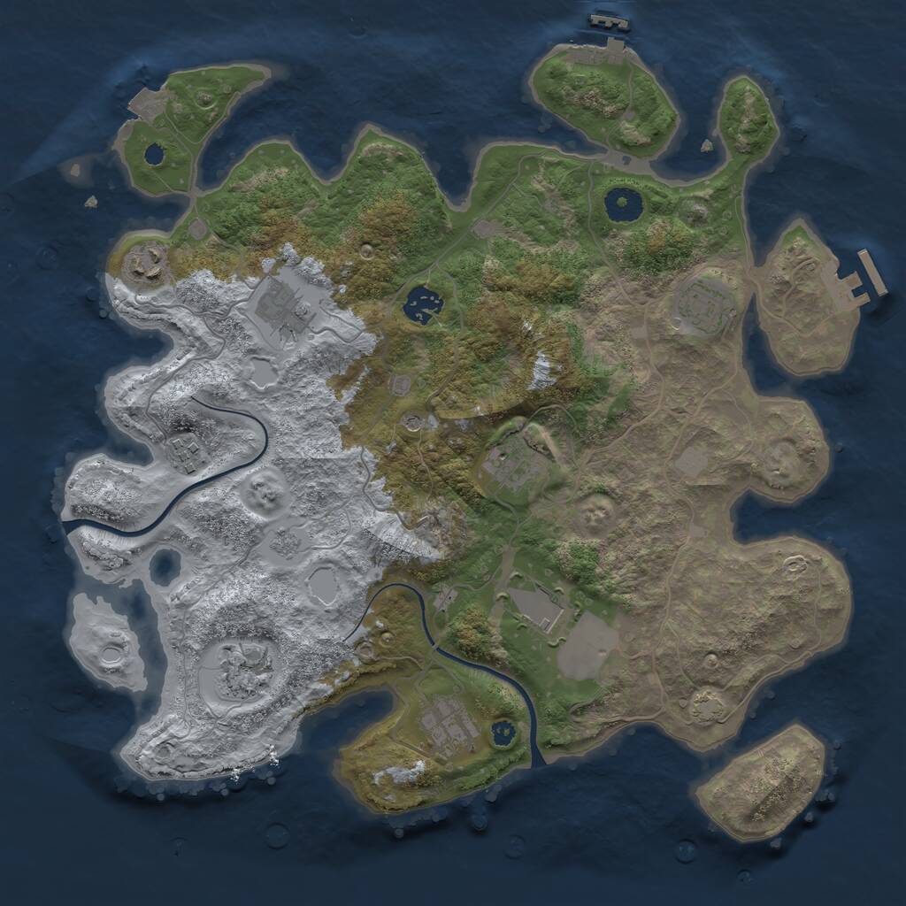Rust Map: Procedural Map, Size: 3700, Seed: 693718530, 15 Monuments