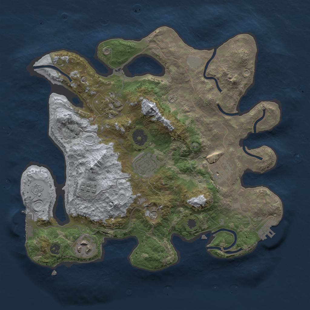 Rust Map: Procedural Map, Size: 3000, Seed: 171265, 12 Monuments
