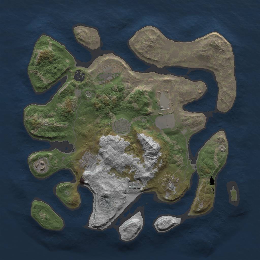 Rust Map: Barren, Size: 3500, Seed: 587822379, 11 Monuments