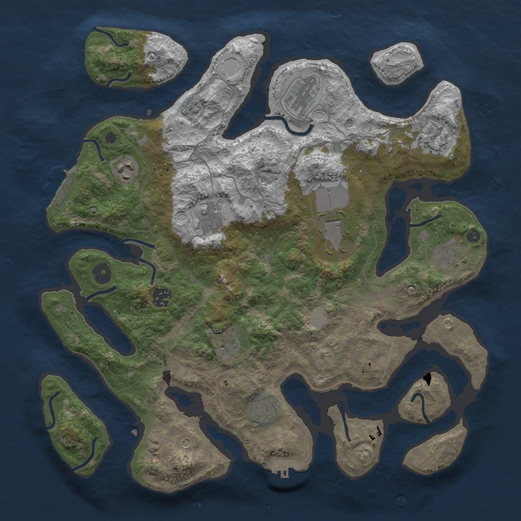 Rust Map: Procedural Map, Size: 4000, Seed: 67314210, 18 Monuments