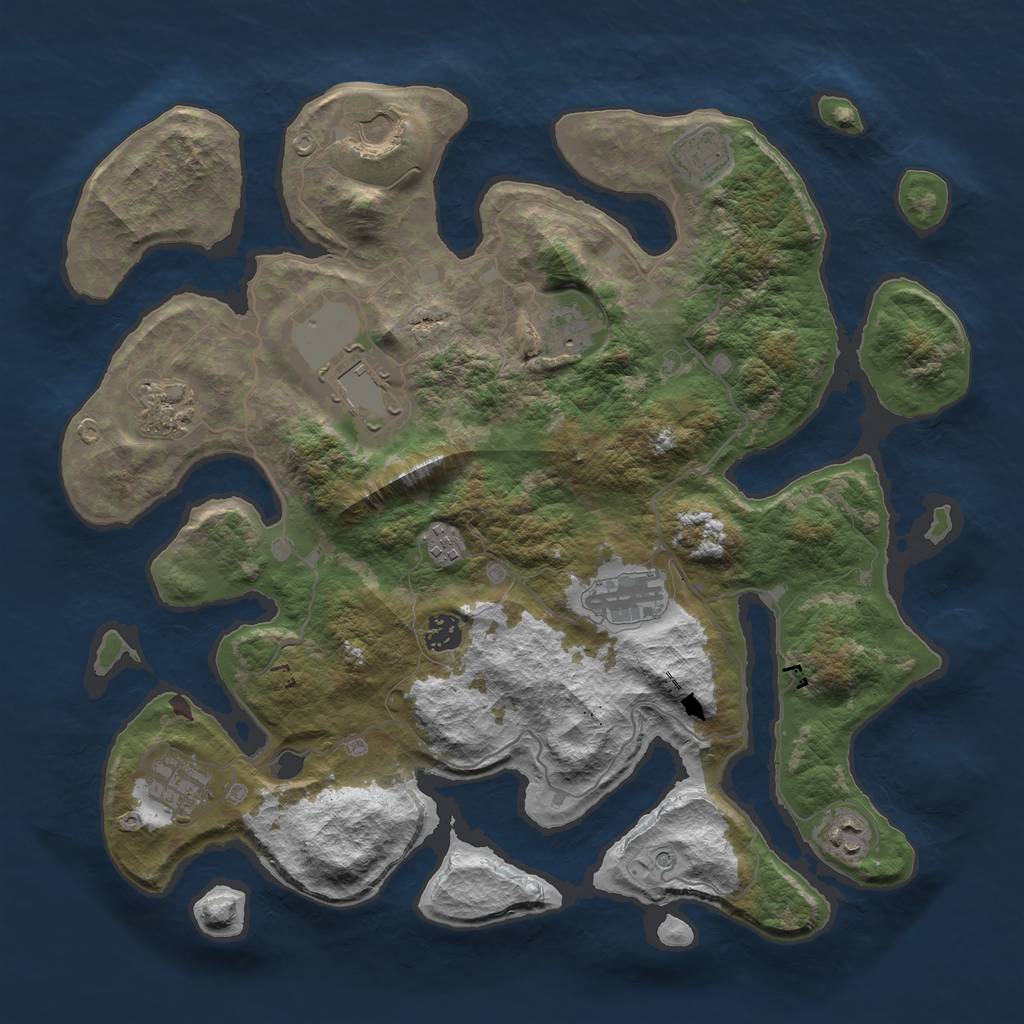 Rust Map: Barren, Size: 4000, Seed: 2059, 13 Monuments