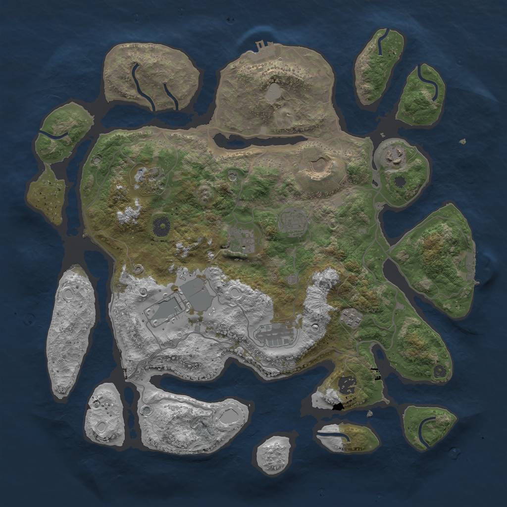 Rust Map: Procedural Map, Size: 4000, Seed: 83424771, 17 Monuments
