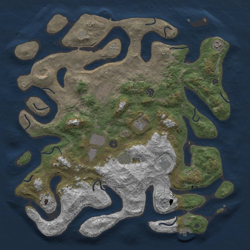 Rust Map: Procedural Map, Size: 4500, Seed: 2031460395, 17 Monuments