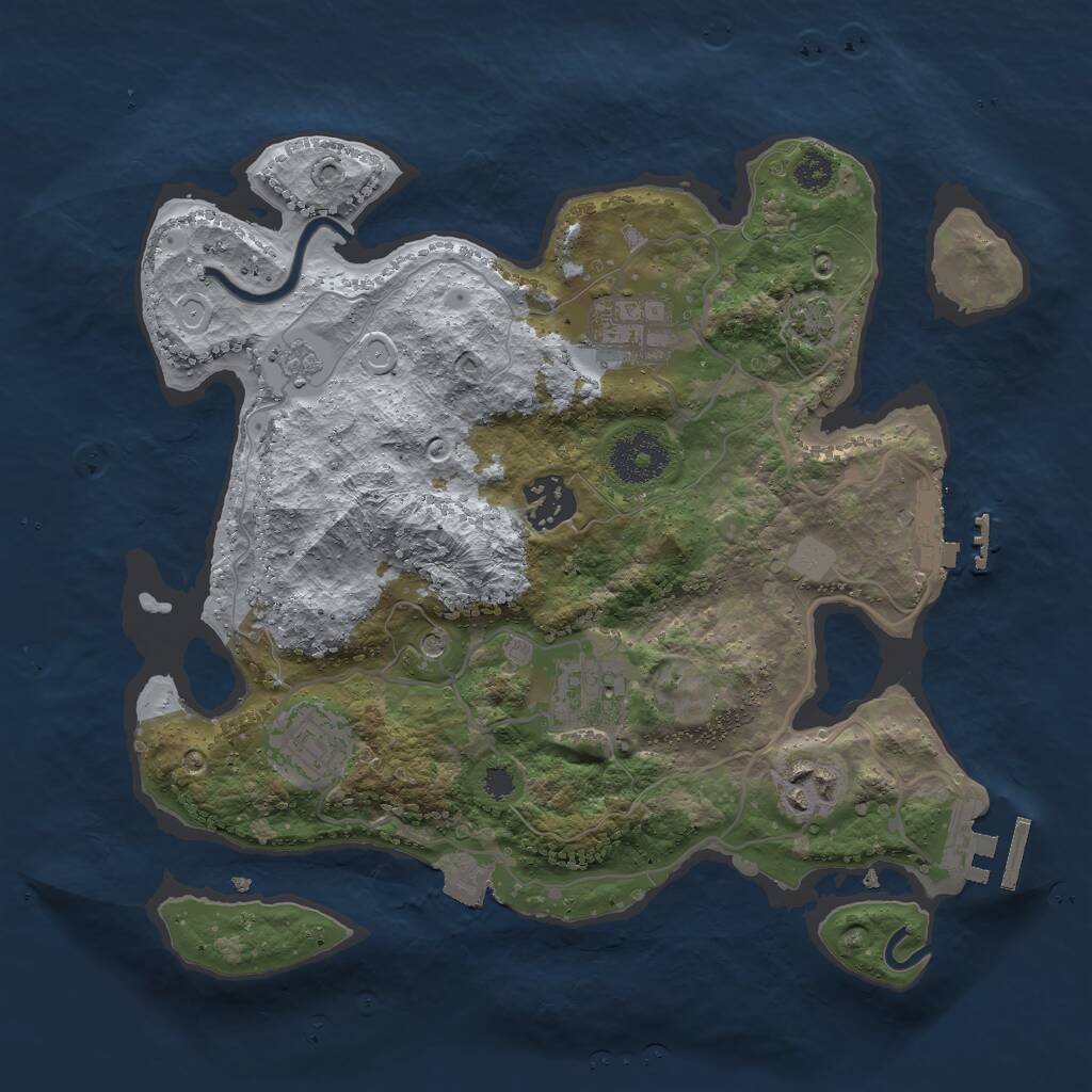 Rust Map: Procedural Map, Size: 3000, Seed: 916925, 11 Monuments