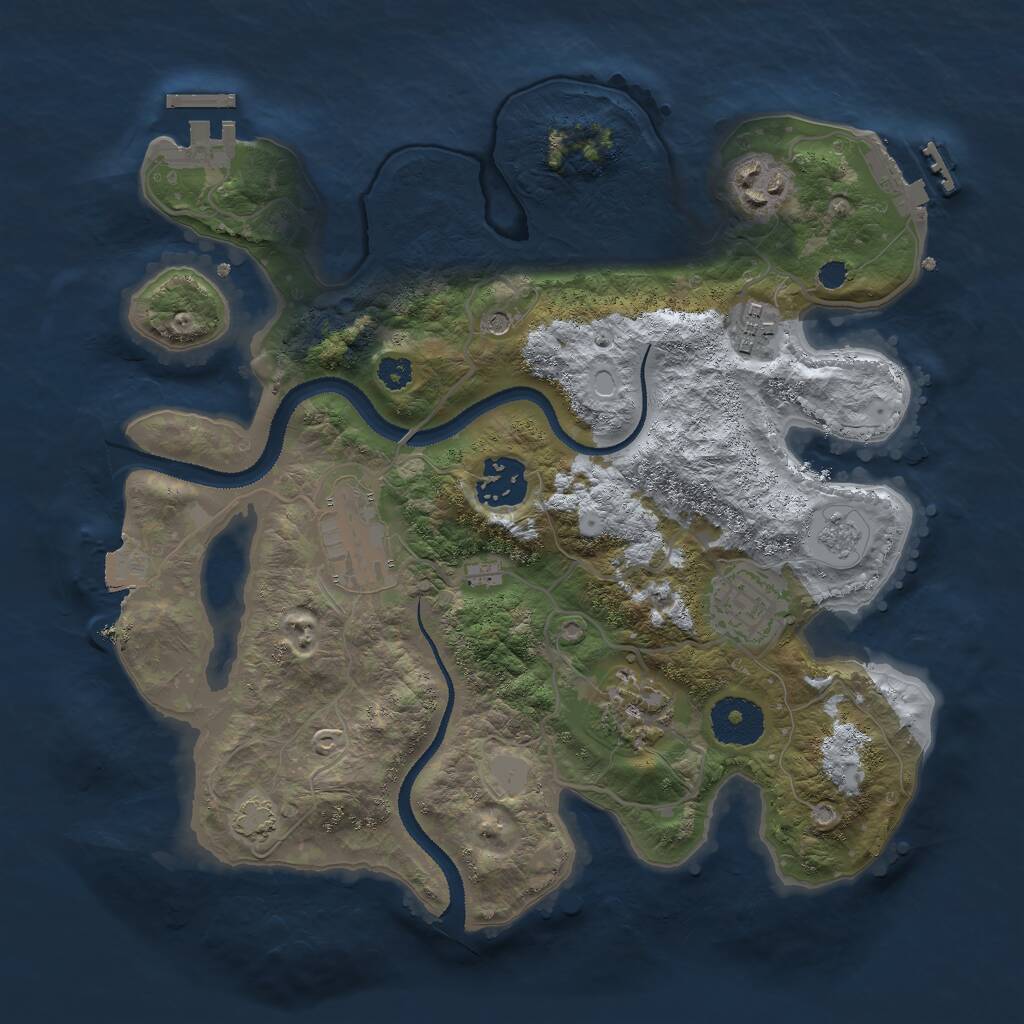 Rust Map: Procedural Map, Size: 3000, Seed: 413942, 12 Monuments