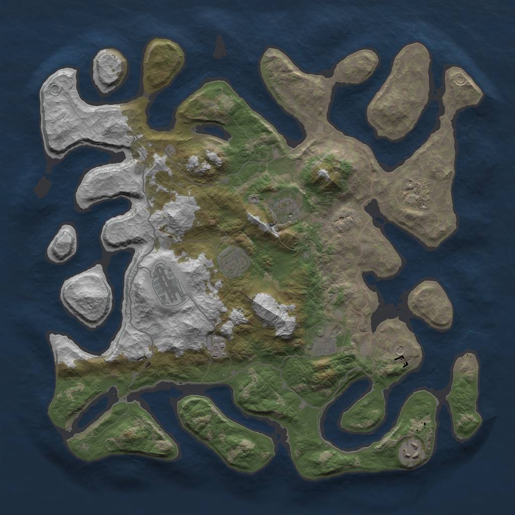 Rust Map: Barren, Size: 4000, Seed: 3059, 10 Monuments