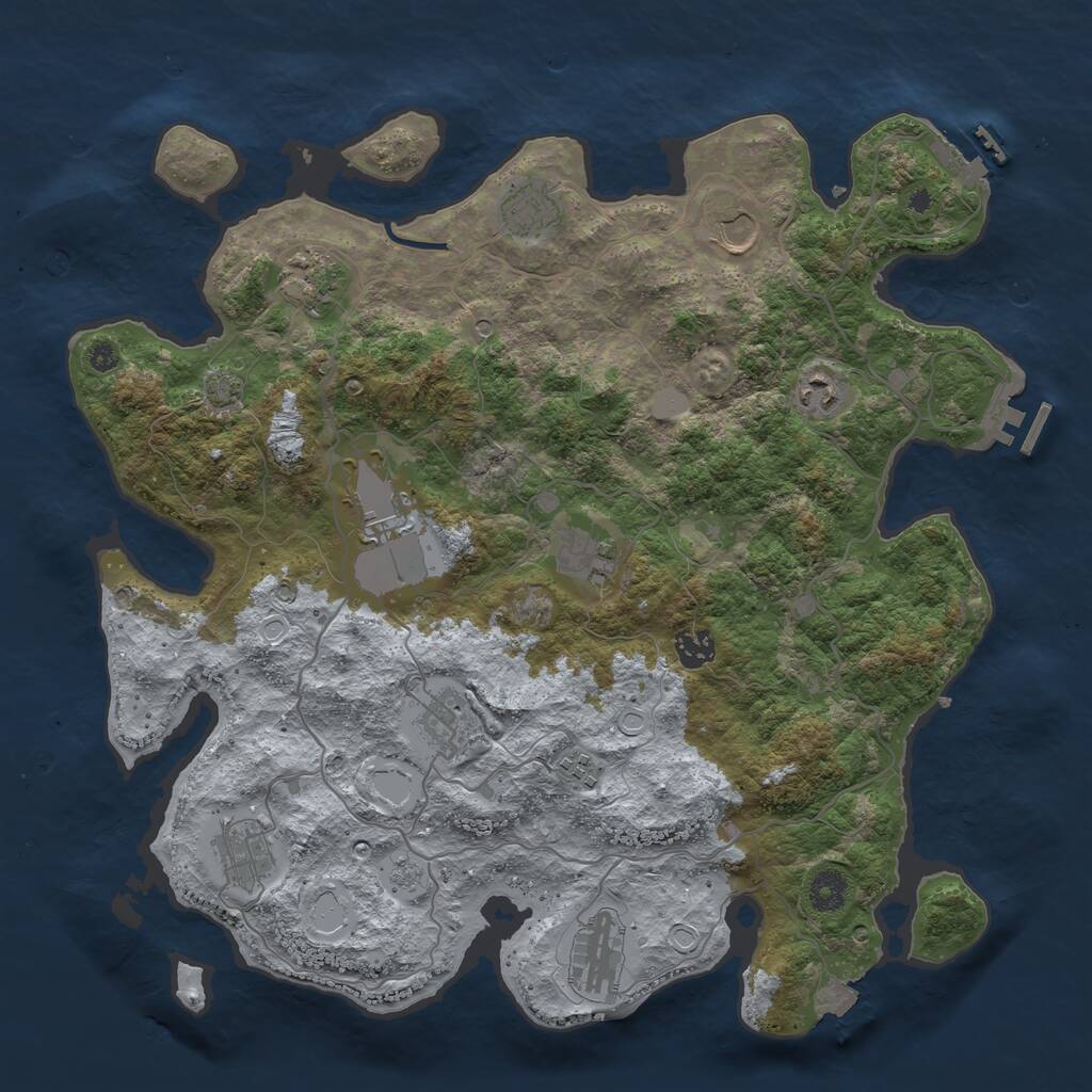 Rust Map: Procedural Map, Size: 4000, Seed: 2555793, 17 Monuments