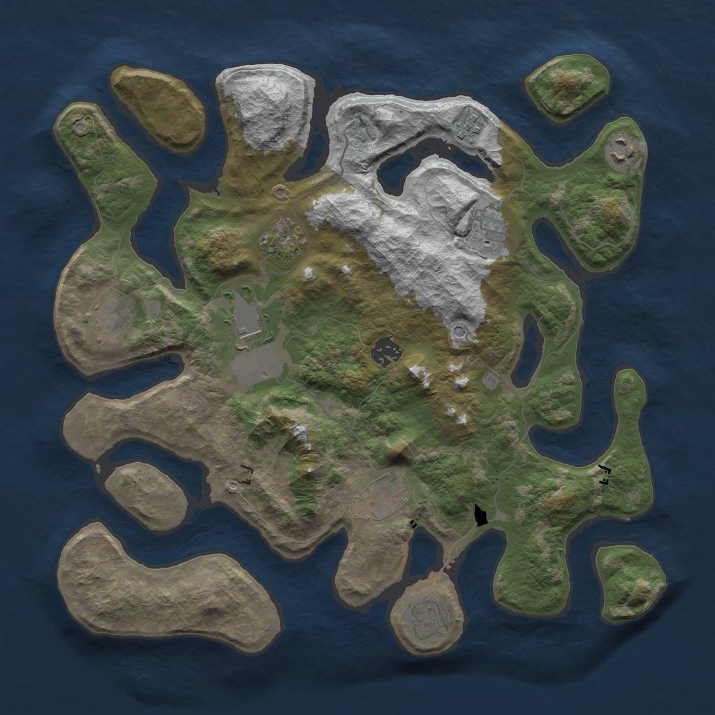 Rust Map: Barren, Size: 3800, Seed: 210, 12 Monuments