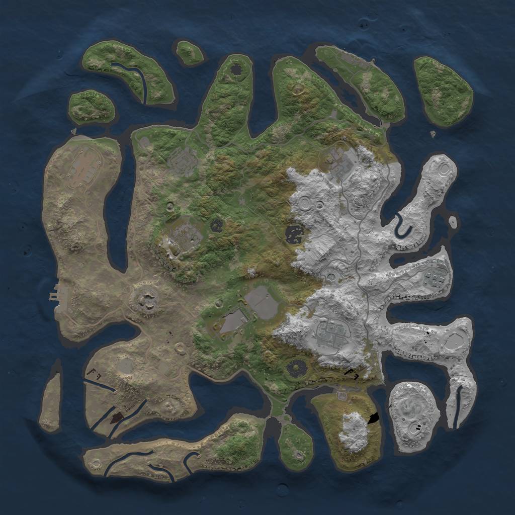 Rust Map: Procedural Map, Size: 4000, Seed: 5062, 17 Monuments