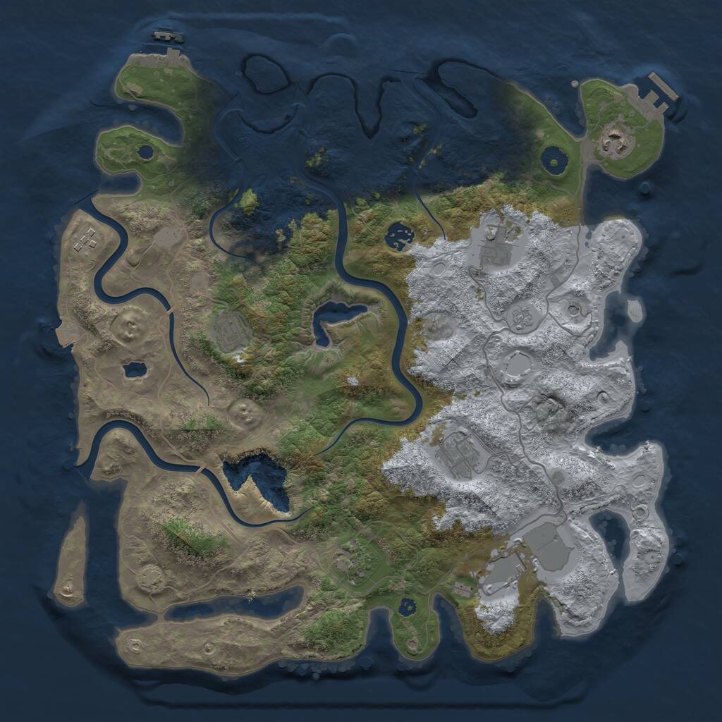 Rust Map: Procedural Map, Size: 4000, Seed: 5062, 14 Monuments