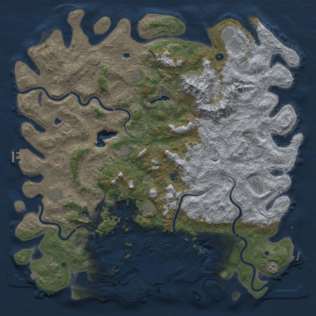 Rust Map: Procedural Map, Size: 6000, Seed: 71182068, 17 Monuments
