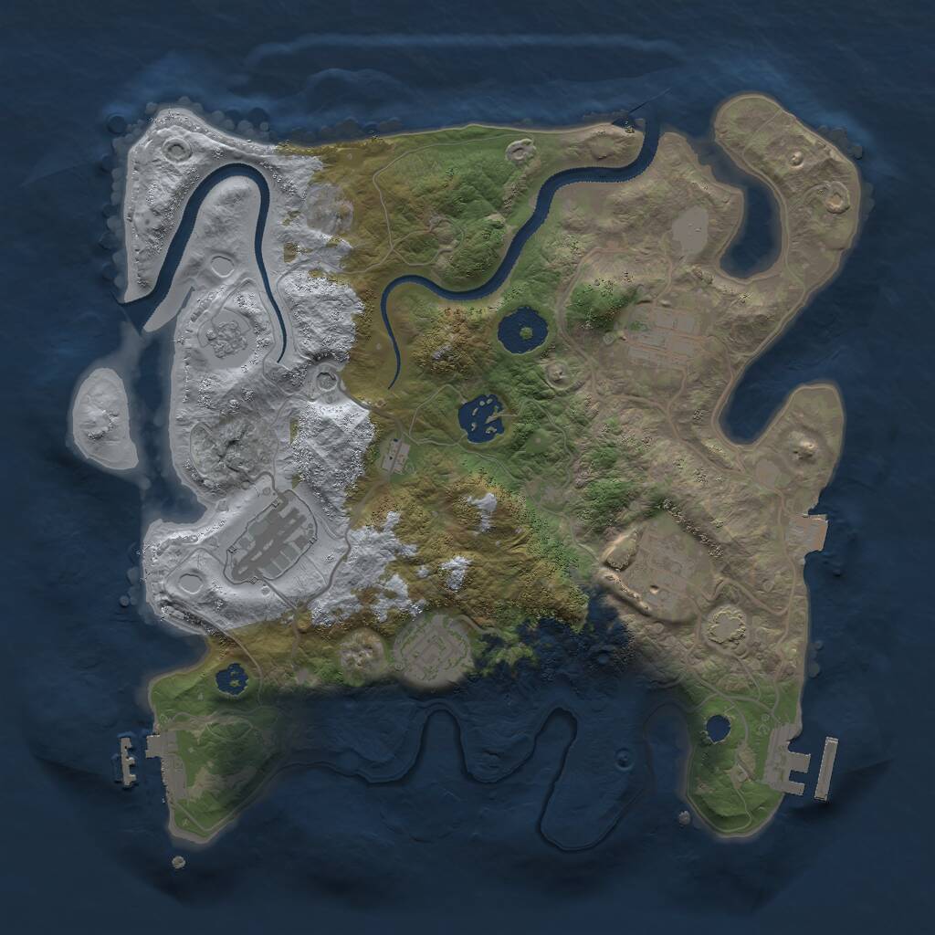 Rust Map: Procedural Map, Size: 3000, Seed: 964653, 11 Monuments