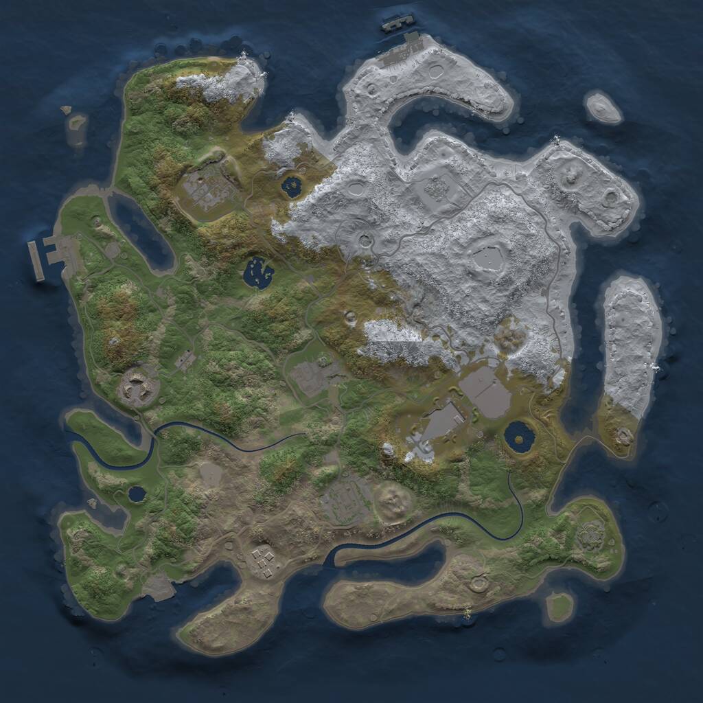 Rust Map: Procedural Map, Size: 3500, Seed: 675933400, 13 Monuments
