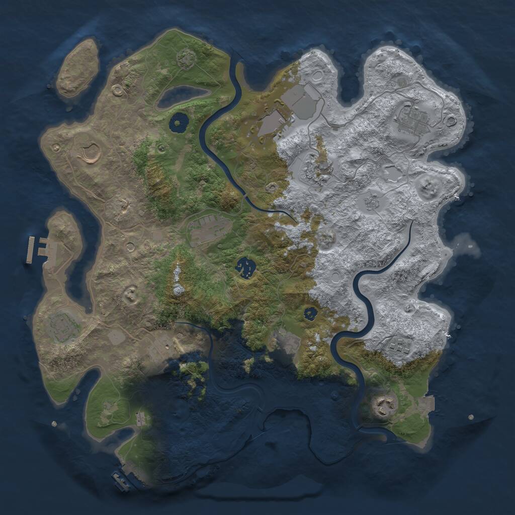 Rust Map: Procedural Map, Size: 3840, Seed: 20667, 17 Monuments