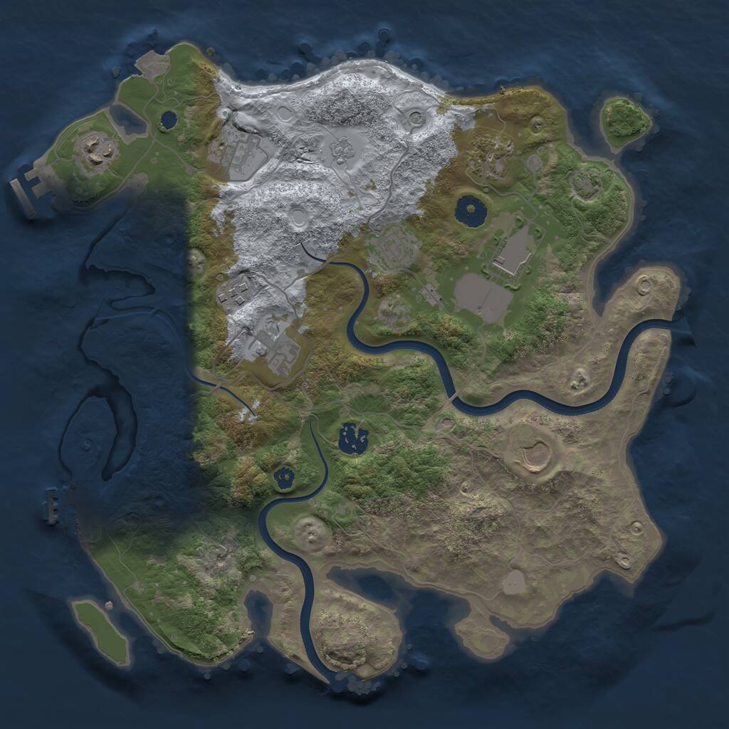 Rust Map: Procedural Map, Size: 3500, Seed: 381766010, 15 Monuments