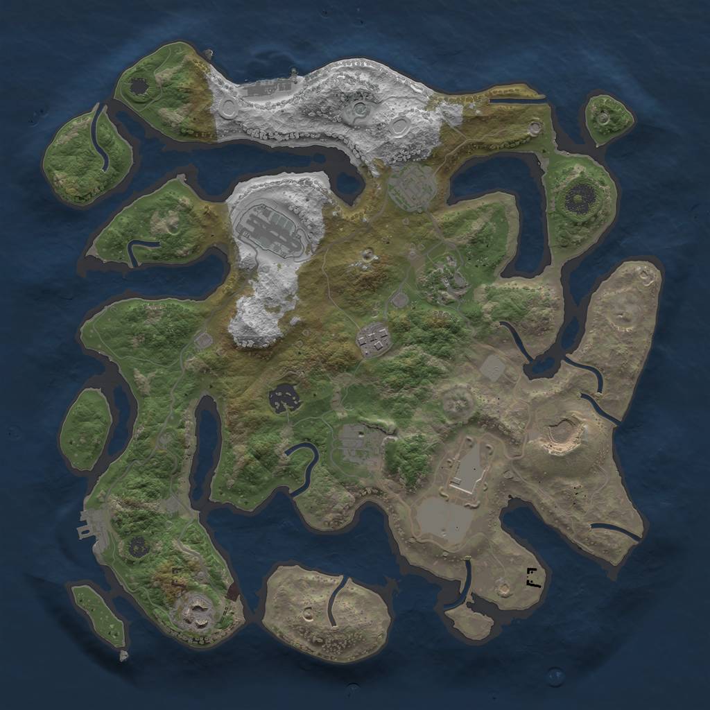 Rust Map: Procedural Map, Size: 3500, Seed: 381766010, 17 Monuments
