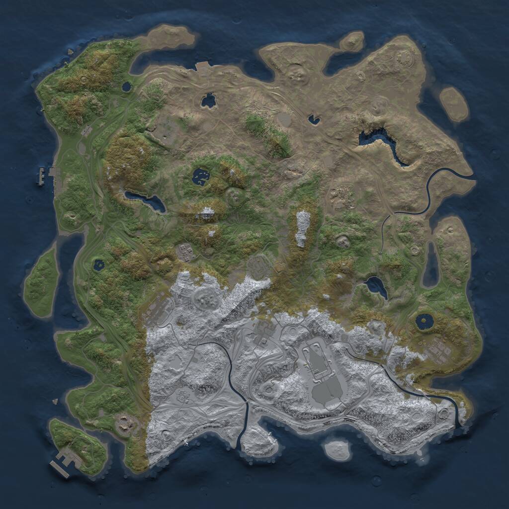Rust Map: Procedural Map, Size: 4500, Seed: 1625306430, 16 Monuments