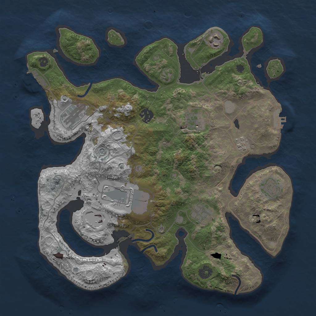 Rust Map: Procedural Map, Size: 3500, Seed: 72753, 16 Monuments