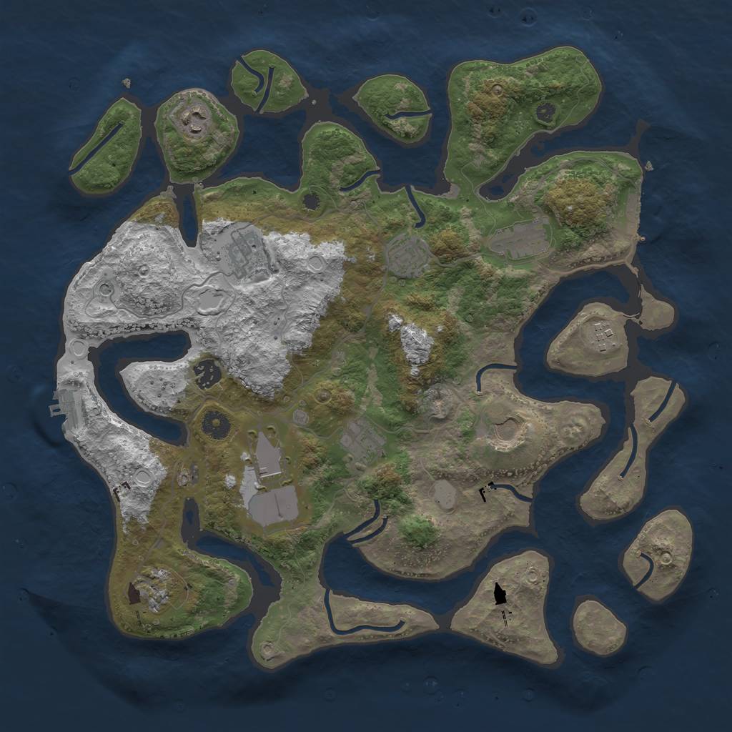 Rust Map: Procedural Map, Size: 3900, Seed: 1492067920, 18 Monuments