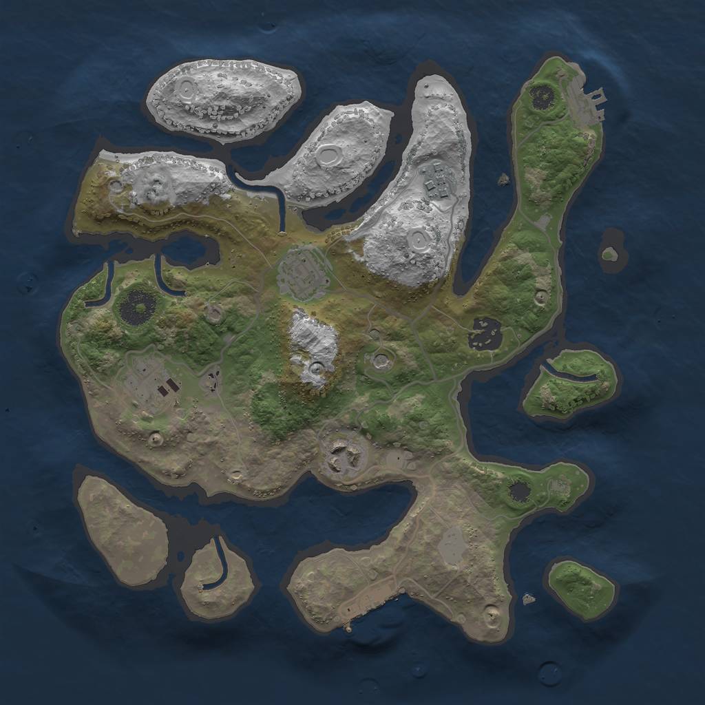 Rust Map: Procedural Map, Size: 3000, Seed: 8515, 13 Monuments