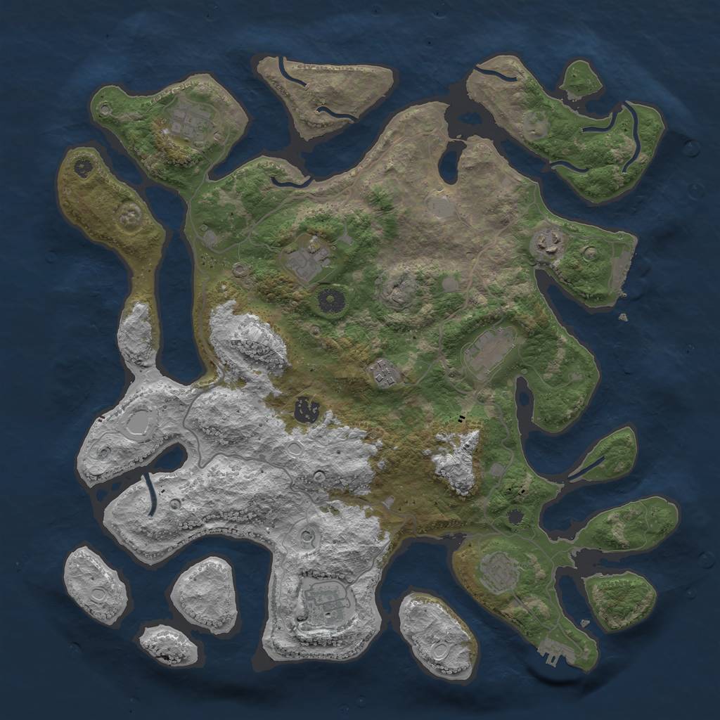 Rust Map: Procedural Map, Size: 4096, Seed: 8888, 16 Monuments