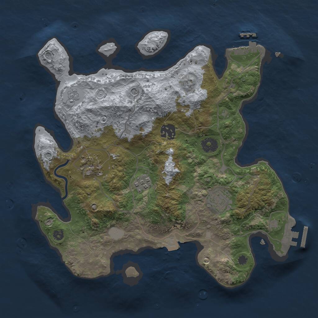 Rust Map: Procedural Map, Size: 3000, Seed: 1454119764, 9 Monuments