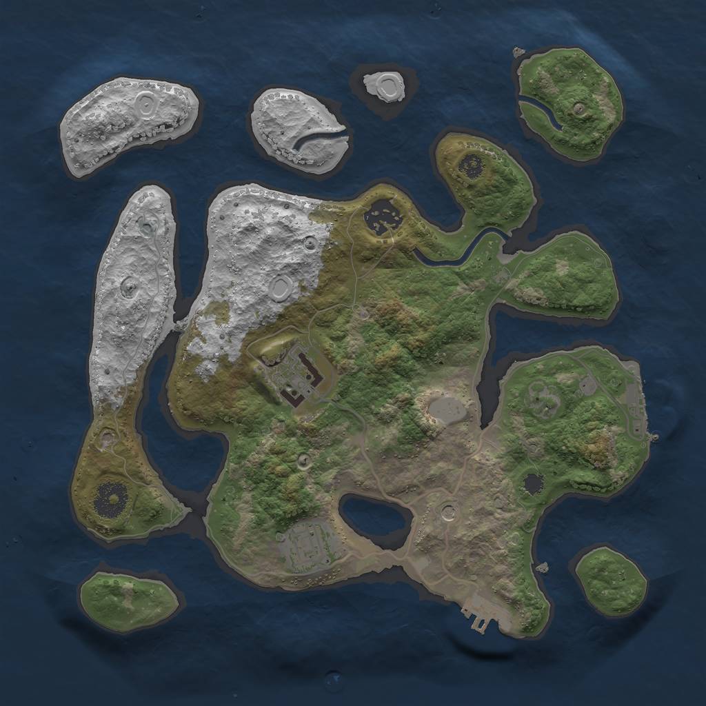 Rust Map: Procedural Map, Size: 3000, Seed: 641933467, 11 Monuments
