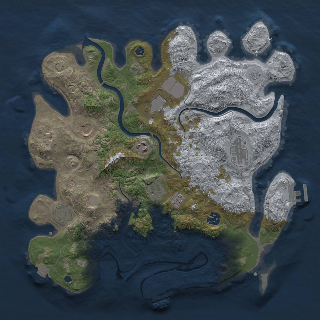 Rust Map: Procedural Map, Size: 3700, Seed: 2084470780, 14 Monuments