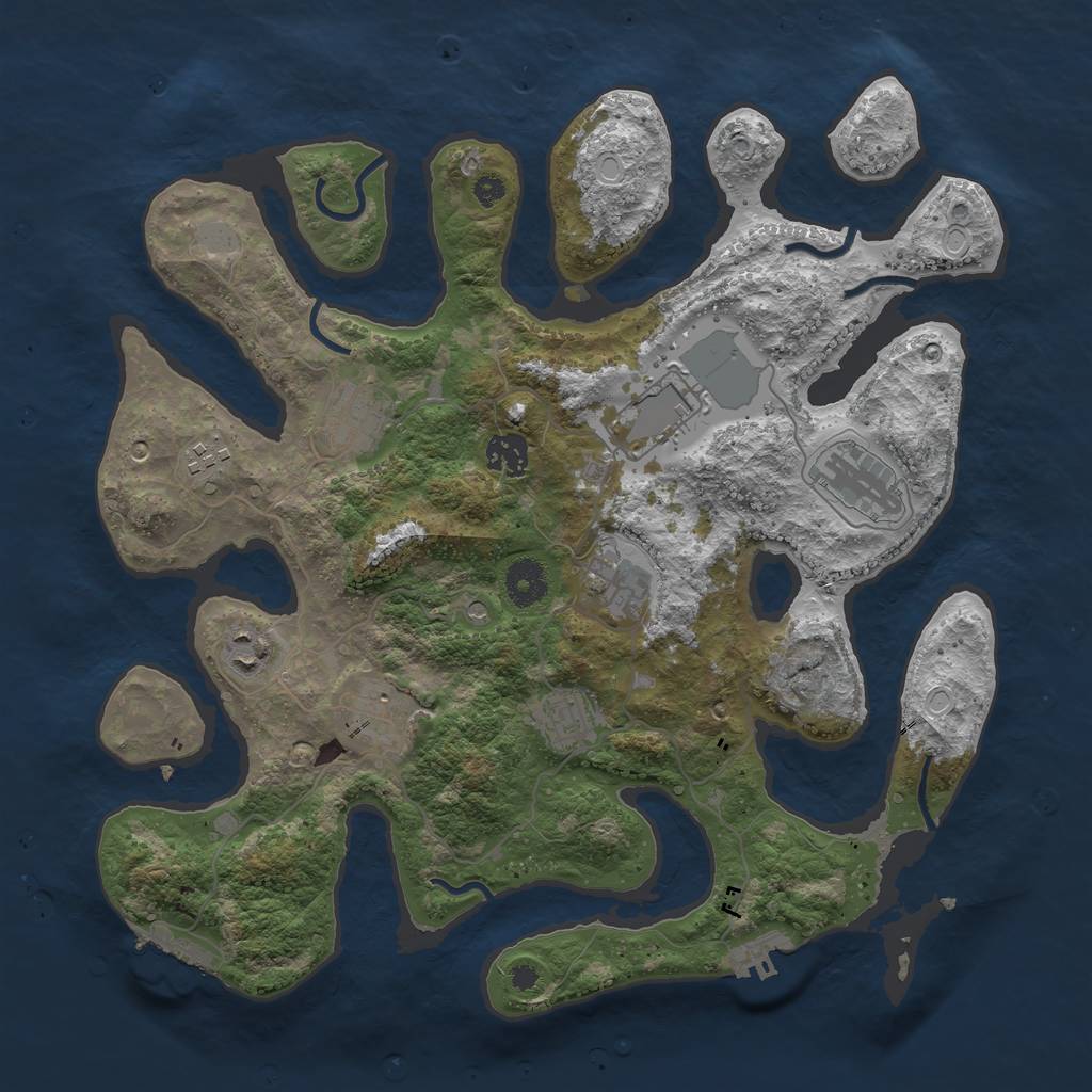 Rust Map: Procedural Map, Size: 3700, Seed: 2084470780, 17 Monuments