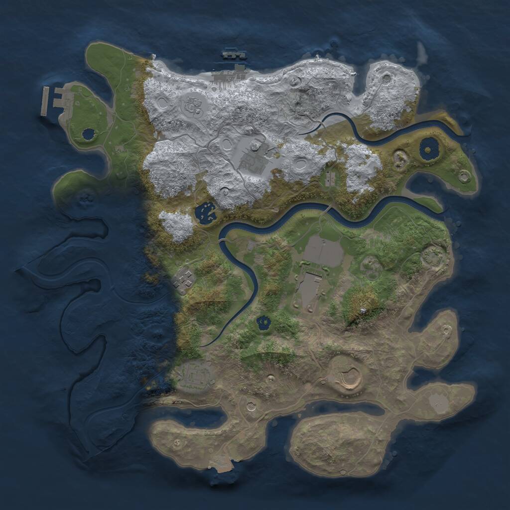 Rust Map: Procedural Map, Size: 3500, Seed: 993366204, 12 Monuments