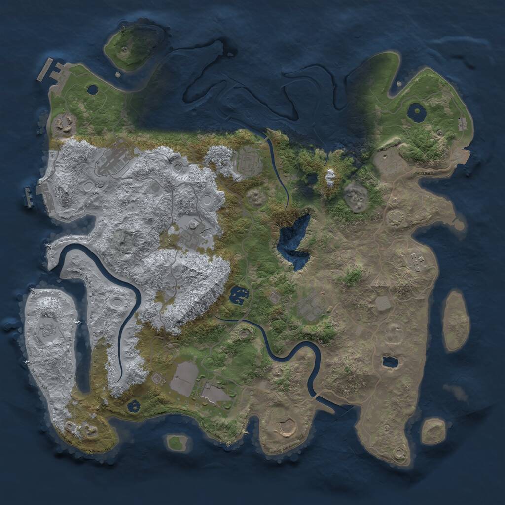 Rust Map: Procedural Map, Size: 4000, Seed: 801843, 16 Monuments