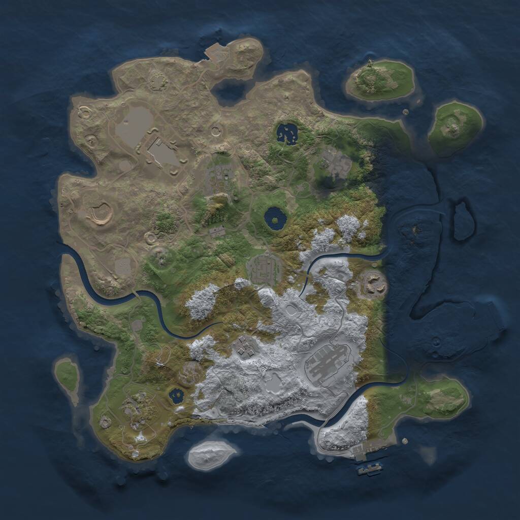 Rust Map: Procedural Map, Size: 3500, Seed: 23491, 15 Monuments