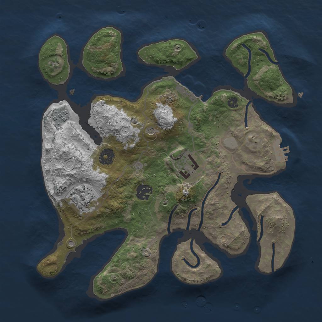 Rust Map: Procedural Map, Size: 3000, Seed: 5425, 12 Monuments