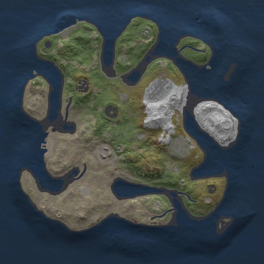 Rust Map: Procedural Map, Size: 3000, Seed: 2040756909, 12 Monuments