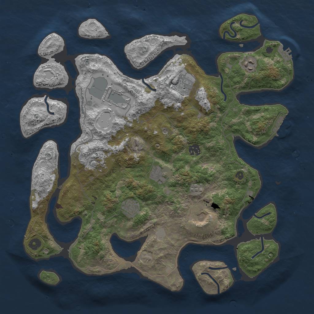 Rust Map: Procedural Map, Size: 4000, Seed: 641933467, 17 Monuments