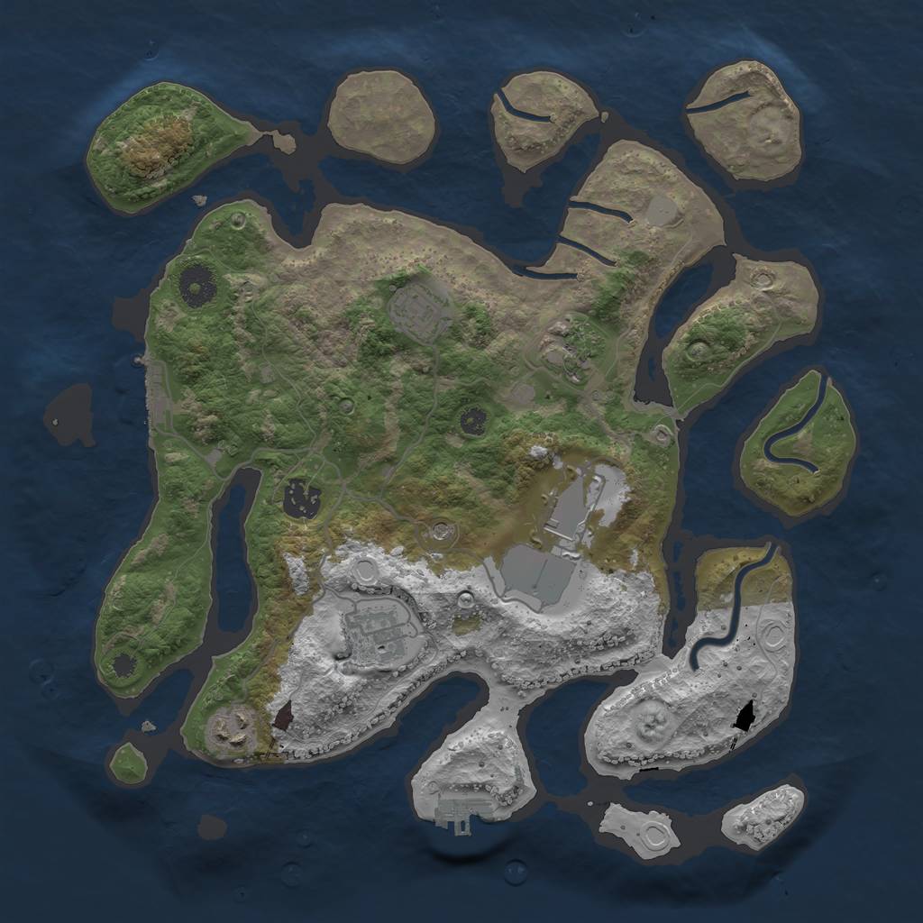Rust Map: Procedural Map, Size: 3500, Seed: 2381, 14 Monuments