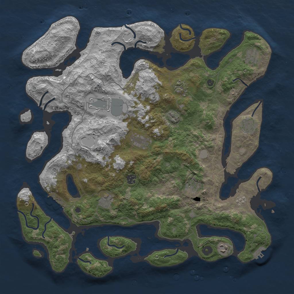 Rust Map: Procedural Map, Size: 4500, Seed: 55, 18 Monuments