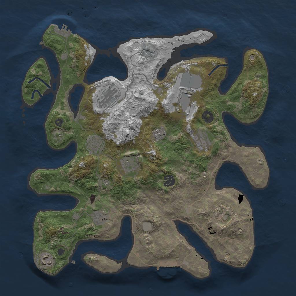 Rust Map: Procedural Map, Size: 3700, Seed: 917626750, 18 Monuments
