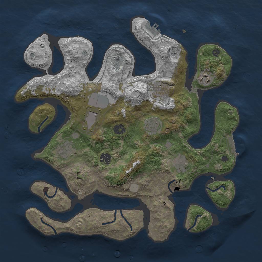Rust Map: Procedural Map, Size: 3500, Seed: 51523, 15 Monuments