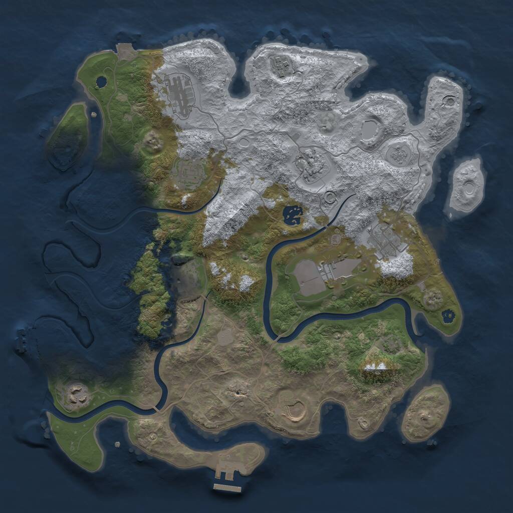 Rust Map: Procedural Map, Size: 3750, Seed: 69, 16 Monuments