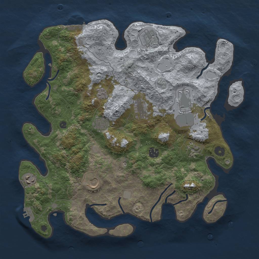 Rust Map: Procedural Map, Size: 3750, Seed: 69, 16 Monuments